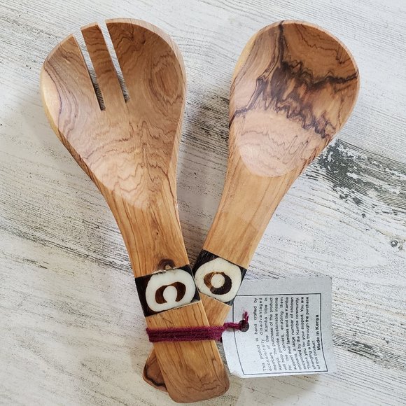 OLIVE WOOD SERVING SET, SMALL WITH BATIK I… - Picture 5 of 8